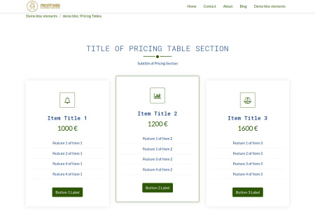 demo bloc: Pricing Tables